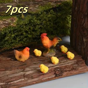 TEMU 7개 세트, 미니어처 닭 동물 모형, 인형집 미니어처 정원 장식 액세서리, 취미 액세서리,동물 모델 미니어처,인형집 동물,리얼리스틱 동물,미니어처 동물 피규어,고품질 주조,상세한 미니어처,미니어처 수집가,인형 집 취미 애호가,디오라마 장면