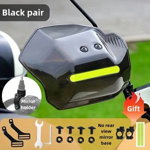 TEMU 1쌍 블랙 핸드가드 반사 미러 포함 - 방풍 및 방수 육각형 암, 내구성 PVC /전동 스쿠터/스쿠터 핸들바 엔드 캡, 무료 설치 (레버/나사 없음) 야간 주행용