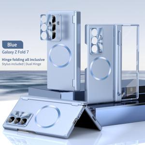 TEMU Samsung Fold7용 새로운 엘리트 시리즈 전기 도금 케이스, 마그네틱 듀얼 힌지 중앙 축, 포함, 고급스럽고 스타일리시한 디자인, 높은 미적 감각, 편안한 착용감, 지문 방지, 경량, 실용적, 폰케이스, 핸드폰 케이스, 아이폰 폰케이스, 아이폰케이스, 아이폰 케이스