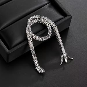 TEMU 반짝이는 모이사나이트 테니스 브레이슬릿, 고품질 테니스 브레이슬릿, 화이트 플래티넘 도금 VVS1 D 컬러, 고급스러운 캐주얼 웨어 또는 웨딩 액세서리, 파티 주얼리, 디자인 모이사나이트 링, 남성 패션, 여성 액세서리, 크리스마스 선물|남자팔찌