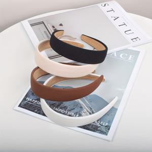 TEMU 4개 여성용 우아한 와이드 헤어밴드 세트 - 단색 헤어밴드, 브라운 & - 데일리 & 포멀 행사용 부드러운 플라스틱 헤어 액세서리, 다용도 헤어밴드, 튼튼한 헤어밴드