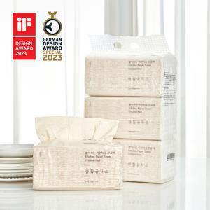 TEMU 뽑아쓰는 키친타올 천연펄프 무표백 100매 x 3팩