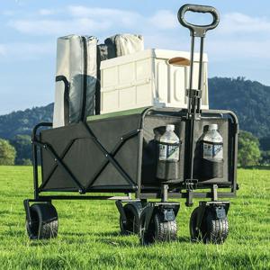 TEMU 프레임 강화 대용량 접이식 다목적차량 야외 캠핑카 모든 지형용 바퀴 조절 가능한 손잡이 반려동물 배달 음식 피크닉 오피스 여행 잔디 스포츠 캠핑 쇼핑 게이트 쇼핑 탐험에 이상적