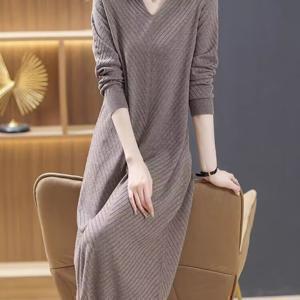 TEMU 플러스 사이즈 캐주얼 원피스 여성용 오버 더 키니 롱 스커트 2025 가을/겨울 2801276|드레스