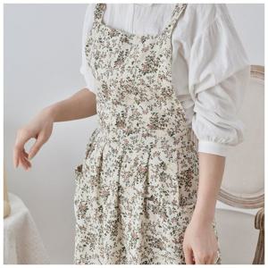 TEMU [] 옆트임 스커트 플라워 원피스 포켓 린넨앞치마|린넨