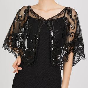 TEMU 1920년대 시퀀 비즈 플래퍼 샤울 우아한 랩스 메시 통기성 짧은 망토 빈티지 이브닝 케이프 브라이덜 샤울 여성 파티 프롬 웨딩