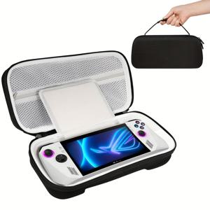 TEMU Rog Ally/Ally X 콘솔용 내구성 있는 EVA 충격 방지 케이스 - 스크린 프로텍터, 게임 카드 저장, 액세서리 포켓, 블랙, 충격 방지 케이스, 하드 사이드 수납 케이스