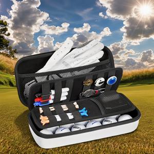 TEMU 남성용 골프 장갑 홀더 (탈착식 쉐이퍼 & 하드 쉘 케이스 포함) - 튼튼한 EVA 골프 가방 (2개의 칸막이, 공, 티, 마커 포함) - 지퍼형 칸막이가 있는 골프 장비 정리함|남자가방|골프티