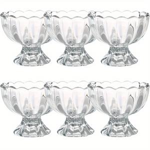 TEMU 4/6개 세트 키가 큰 발이 있는 차가운 음료 컵 유리 디저트 그릇 밀크셰이크 인스 요거트 과일 푸딩 레스토랑 고급스러운 스낵 그릇