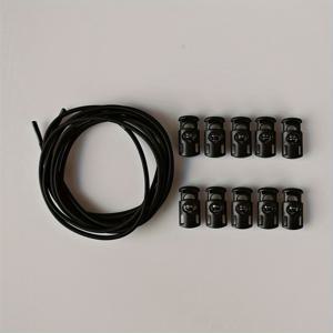 TEMU 1팩, 10야드, 3mm, 무거운 신축성 있는 둥근 줄 신축성있는 고무줄과 10개의 플라스틱 코드 잠금장치가 포함된 신축성있는 로프, DIY 공예용