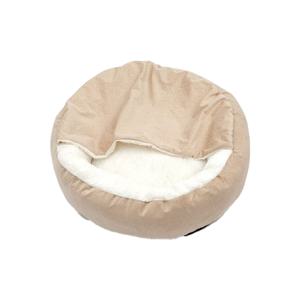 TEMU 후드 블랭킷이 있는 포근한 도넛 쿠들러 개 침대 - 슈퍼 소프트, 사계절용 안티-불안 애완동물 둥지, 미끄럼 방지 바닥, 세탁기 사용 가능, 회색 플러시 실내 스널링 동굴