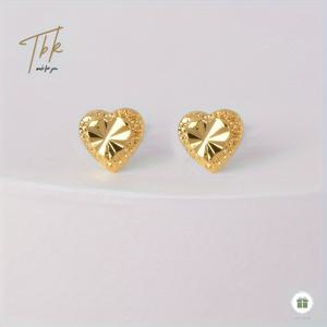 TEMU TBK&CO 18K 골드 도금 큐빅 하트 귀걸이 여성용 - 저자극성 반짝이는 AAAAA CZ 스터드, 모든 귀 크기에 맞춰 조절 가능, 우아한 주얼리 선물 상자 (생일/발렌타인데이/어머니날) - 사계절 착용 가능