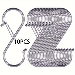 TEMU 10/20팩 헤비듀티 S-후크 안전 버클 잠금 클립 - 후크당 40파운드 하중, 녹 방지 철제 S-후크, 식물, 주방용품, 냄비/팬, 가방, 모자 걸이용 (최대 0.43인치 막대) - 다목적 후크|다리미