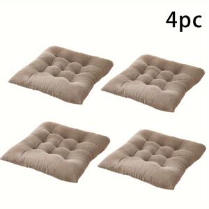 TEMU 4개 코듀로이 두꺼운 사각 쿠션, 사계절용 의자 패드, 부드러운 충전재와 묶음 조절 기능으로 안정적인 착용감, 식탁 의자, 컴퓨터 의자, 사무실 의자에 적합한 홈 데코