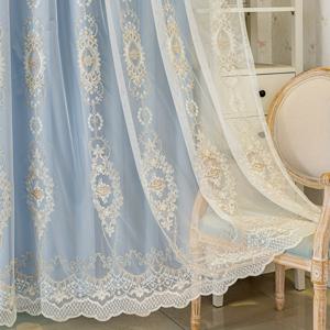 TEMU 글램 스타일 자카드 커튼 - 1장 더블 레이어 자수 플로럴 드레이프리 거실 침실용 - 그로밋 상단 방풍 자외선 차단 창문 커버링 아이릿 포함 - 기계 세탁 가능 폴리에스터 홈 데코