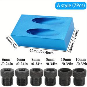 TEMU 1세트 7/14개 Liberhaus 포켓 홀 지그 키트 - 15도 각도 비스듬한 홀 로케이터로 정확한 드릴링 - 목공 가이드 도구, 다웰 드릴 조인트용 - 6/8/10mm 비트 및 클램프 포함