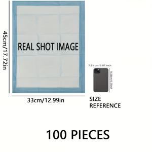 TEMU 100개 일회용 고양이와 개 훈련 패드 - 강아지용 - 애완동물 기저귀 패드 두꺼운 대나무 숯 백킹 흡수 탈취 일회용 특수 기저귀 누수 방지 흡수 물 조절 패드 (사이즈: 12.99인치-17.72인치), 배변 훈련 보조 도구,위생적인 솔루션,높은 흡수력,강아지 주인