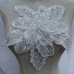 TEMU 비즈와 스팽글이 달린 자수 레이스 장식, 3D 꽃 자수 레이스 패치, 신부 드레스용, 1피스 폴리에스테르 원단 사전 컷, 웨딩 드레스 및 들러리 의상용, 기하학적 패턴 DIY 봉제 공예, 드라이 클리닝 전용 - 장식 장식