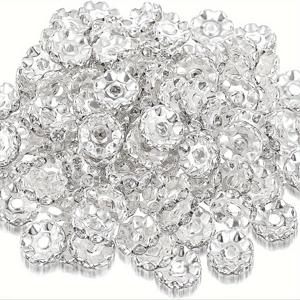 TEMU 100개 12mm 라인스톤 비즈, 보석 만들기, 펜용, 라운드 비즈, 실버 화이트 비즈, 펜 비즈, 라운드 비즈