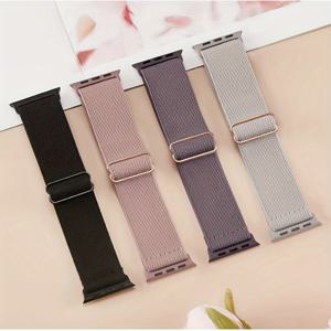 TEMU 애플워치 밴드 울트라 49mm 45mm 44mm 42mm 41mm 40mm 38mm용 스트레치 나일론 솔로 루프 밴드 4개, 여성 남성용 탄성 손목 밴드 iWatch 시리즈 11/10/9/8/7/6/5/4/3/2/1/SE/울트라 호환