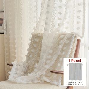 TEMU 1패널 프렌치 컨트리 화이트 쉬어 커튼 패널 - 로드 포켓, 빛 조절 프라이버시, 현대적인 프렌치 스타일, 대형 문 & 침실/거실용, 빛 효과적 필터링, 쉬운 설치, 패브릭