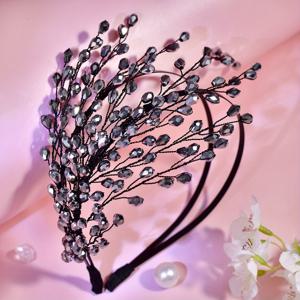 TEMU 빈티지 반짝이는 블랙 고급 핸드메이드 헤어피스 패션 쿨 글리터 태슬 브랜치 스타일 여성용 비즈 웨딩 헤어 액세서리 데일리 파티용 A214B