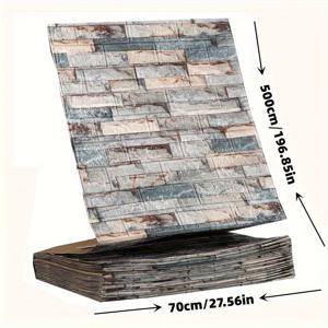 TEMU 트렌디한 악센트, 빈티지 벽돌 패턴 자체 접착 벽지 롤, 거실, 주방, 침실, 기숙사용 방수 탈착식 접착지 - PVC 소재, 196.85인치 x 27.86인치