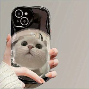 TEMU 아이폰15,14ProMax,13,12,11,XS,XR,X용 커플 미러 캣 폰 케이스