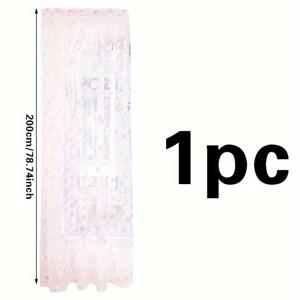 TEMU 1개 우아한 꽃무늬 폴리에스터 창문 스크린, 투명한 복숭아꽃 디자인과 골드 트림, 휴일 장식, 전기 필요 없음, 깃털 없음, 창문 장식