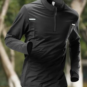 TEMU Bureite 남성용 스포츠 긴팔 사이클링 셔츠 세트, 가을/겨울 피트니스 및 육상용 따뜻하고 속건성의 러닝 트레이닝 의상