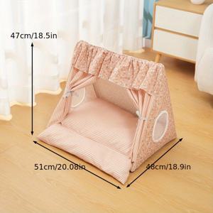 TEMU 고양이 둥지, 고양이 침대, 텐트, 네 계절용, 소형과 중형, 분리 가능, 세탁 가능, 반폐쇄형, 고양이와 개 둥지, 애완 동물 용품