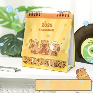 TEMU 2025 귀여운 판다 & 곰 만화 데스크 캘린더 - 동물 일러스트가 있는 컬러풀한 월간 플래너, 쉽게 볼 수 있는 스탠드업 디자인, 학생 선물로 이상적, 데스크탑 캘린더|만화 동물 캘린더|생동감 있는 일러스트, 귀여운 데스크 캘린더|캘린더|2025년달력