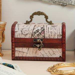 TEMU 유럽 스타일 빈티지 목재 보석함, 반지 및 목걸이용 견고한 나무 보관 케이스