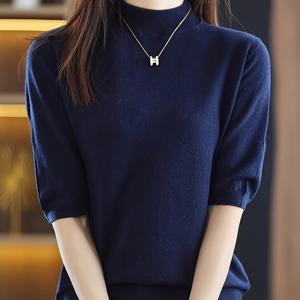 TEMU 여성용 우아한 얇은 스웨터 - 삼분의 소매 라운드넥 솔리드 컬러 탑, 가을/겨울 레귤러 핏 레이어링 필수품, 캐주얼부터 포멀웨어까지 다재다능, 겨울 의류, 세련된 스타일, 질감 있는 원단, 시즌 패션, 클래식 디자인, 부드러운 질감, 스타일리시 블라우스, 오피스웨어