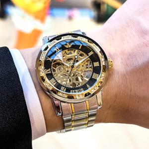 TEMU 양면 홀로우 고급 디자인 남성용 메카닉 시계 패셔너블 다목적 홀로우 메카닉 시계 루미너스 포인터 시계