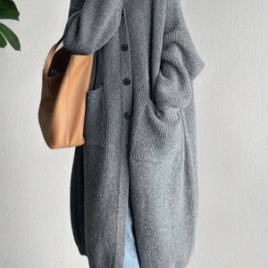 TEMU 여성용 중동 스타일 버튼 프론트 하이넥 가디건 - 포켓이 있는 편안한 루즈핏 긴팔 스웨터 코트, 기계 세탁 가능 단색 가을 겨울 아우터웨어, 텍스처드 구조의 레이어링 피스