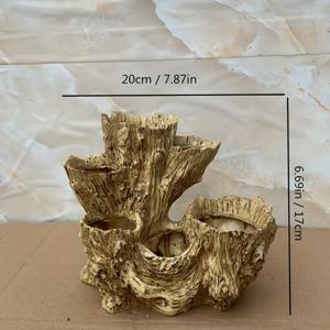 TEMU 1개 정원 모조 나무 머리 대형 다중 구멍 화분, 다양한 신제품 창의적인 레트로 스타일 에체베리아 식물용 실내외 발코니 거실 사무실 데스크탑 장식, 식물 미포함