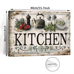 TEMU 1pc 팜하우스 주방 캔버스 월 아트, 소박한 음식 & 야채 테마 페인팅, 짠 다른 소재 장식, 11.8