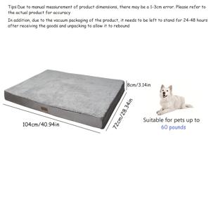 TEMU 애완동물 매트리스 옥스포드 천 물림 방지 개용 매트 대형 강아지 침대 사각 고양이 및 개 폼 패드 - 부드러운 플러시 표면, 탈착 가능한 세탁 가능 패브릭 커버, 미끄럼 방지 바닥 애완 동물 용품