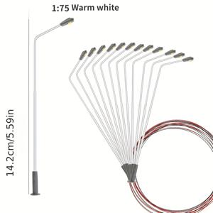 TEMU 14세 이상을 위한 모형 조경, 인형집 장식, 교육용 장난감을 위한 10개 세트의 T05-01 스테인레스 스틸 미니어처 거리 램프 포스트, 3V 정원 경로 조명, 다이오라마 라이트 폴로