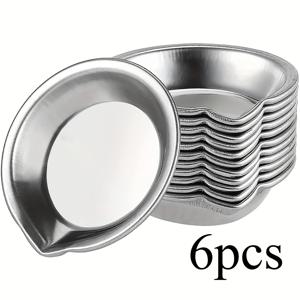 TEMU 6-Pack 스테인리스 스틸 페인트 믹싱 팔레트, 둥근 모양, 가볍고, 쌓을 수 있음, 수채화, 에어브러시, 네일 아트, 메이크업 - 가정 및 학교 미술 용품