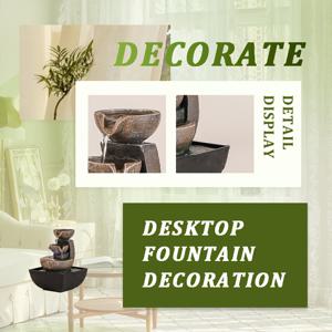 TEMU USB 전원 실내 데스크탑 분수대 1개, 폭포 및 돌 디자인 - 거실, 사무실, 침실을 위한 평온한 흐르는 물 장식 - 내구성 있는 레진 홈 데코, 오피스 휴식 | 자연스러운 외관