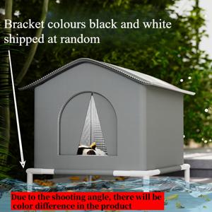 TEMU 옥스포드 천 야외 고양이 집 스탠드 포함, 두꺼운 플리스 매트, 알루미늄 호일 단열, 고양이 쉼터, 3가지 사이즈로 제공, 바람과 비에 두려지지 않는 고양이(매트 색상 랜덤), 방풍 쉼터, 방수 쉼터, 빈티지 쉼터, 견고한 나무 스탠드, 내구성 있는 단열, 다중 애완동물 쉼터, 노숙 고양이