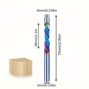 TEMU PTA DLC 코팅 라우터 비트 PTA DLC 코팅 솔리드 카바이드 베어링 가이드 밀링 커터 - 나무용 위아래 컷밀에 사용되는 2플루트 스파이럴 플러시 트림 라우터 비트 - 6mm, 6.35mm, 8mm 샹크 목공 엔드밀 CNC 압축 플루트 카바이드 밀링 도구