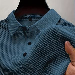 TEMU 여름 아이스 슬리키 섬유 원단 턴칼라 셔츠 남성용 반팔 티셔츠 골프, 낚시, 농구, 캠핑 비치 상의