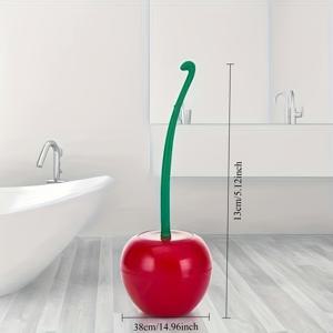 TEMU 체리 화장실 브러쉬, 가정용 긴 손잡이 부드러운 솔 화장실 브러쉬, 일상 필수품, 창의적인 플라스틱 청소 브러시, 화장실 브러쉬 세트