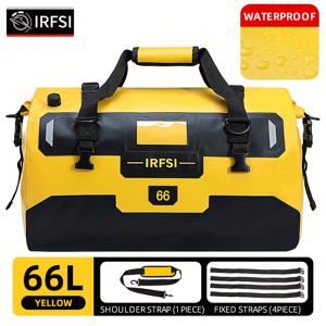 TEMU IRFSI 방수 테일 백 40L/60L 대용량 내구성 PVC 새들백 조절 가능한 스트랩, 안전한 지퍼 클로저 및 반사 스트립 포함, 하이킹, 캠핑, 낚시, 수영용 - 블랙/옐로우, 모터사이클 가방, 캠핑 장비, 야외 어드벤처 기어, 견고한 구조