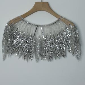 TEMU 더 나은 내일 자수 메쉬 니트 직물 비즈 트리벌 크루 넥 반팔 루즈핏 비스듬한 봄/여름 여성용 숄드 파티 및 축제용