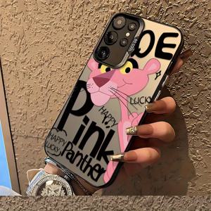 TEMU 애니메이션 P-핑크 팬더 삼성 갤럭시 S25 S24 S23 S22 S21 S20 FE 울트라 플러스 4G 5G용 모바일 폰 케이스, 방탄 프로스트 백 커버