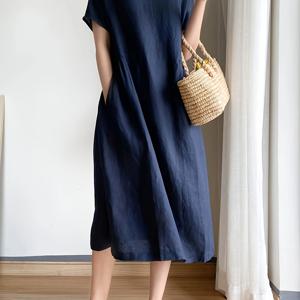 TEMU 여성용 가벼운 통기성 블렌드 드레스 - A라인 루즈핏 박스소매, 라운드넥 & 사이드 포켓, 민트 그린 여름 캐주얼~세미포멀 원피스, 중간 길이 스커트, 텍스처 소재